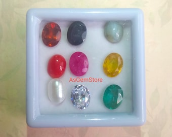 Natural Navratan Gemstones: 7x9mm Oval Cut Loose Gemstone,9 stone Ring Making,Jewelry Making