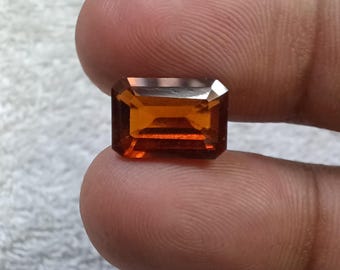 Natural 6.20 Carat Hessonite Garnet Gemstone: Radish Orange Octogen Cut