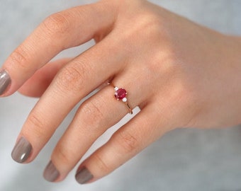 Natural Ruby Ring: 925 Sterling Silver Engagement Ring