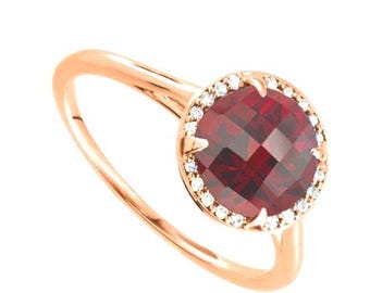 Natural Hessonite Garnet Ring: Handmade 925 Sterling Silver, 8mm Rose Cut Stone