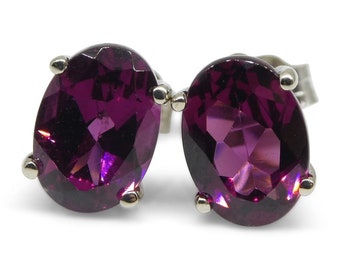 Natural Rhodolite Garnet Stud Earring Rhodolite Gemstone Stud Earring Sterling 925 Silver Earring Wedding Earring Women's Earring