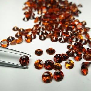 AAA Round Faceted Hessonite Garnet Natural Gomed Stone FREE SHIPPING