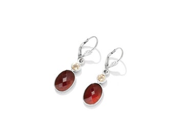 Sterling Silver Garnet Dangle Earrings: January Birthstone Jewelry