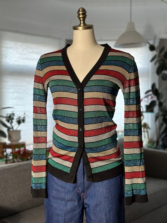 Joyce Metallic Stripe Knit Cardigan