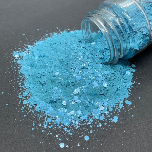 Aquamarine - Chunky Glitter Mix - Crystal Matte Blue Glitter - Tumblers, Resin, Nail Art, Crafts, Cosmetics - Blue Glitter Mix