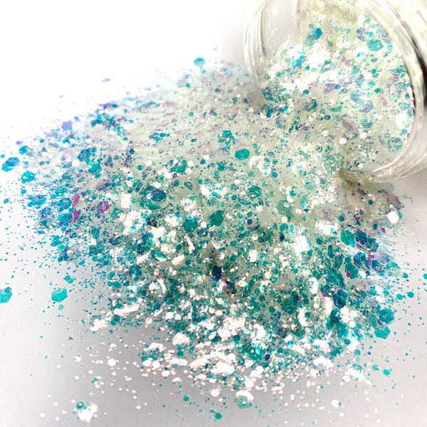 Crystal Clear - Chunky Glitter Mix - Paillettes irisées pour gobelets, résine, nail art, slime, artisanat et plus