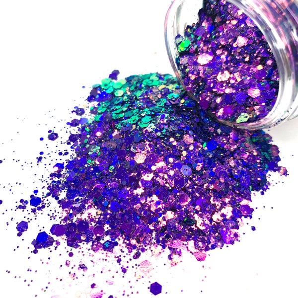 Fairytale - Chunky Glitter Mix - Iridescent color shifting glitter for tumblers, resin, nail art, crafts, cosmetics - Purple/Pink/Blue/Green