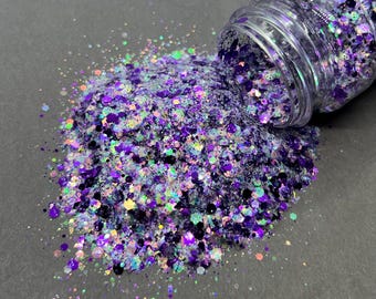 Hexed Chunky Glitter Mix – Metallic Purple Iridescent Polyester Glitter