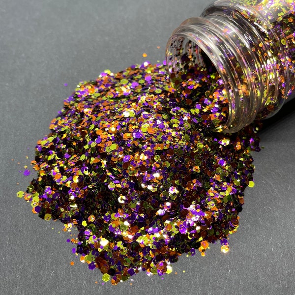 All Hallows Eve - Halloween Chunky Glitter Mix - Metallic orange green purple glitter mix for tumblers, resin, nail art, crafts and more