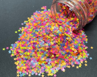 Neon Star Glitter Mix – Multi-Colored UV Reactive, Resin Crafts