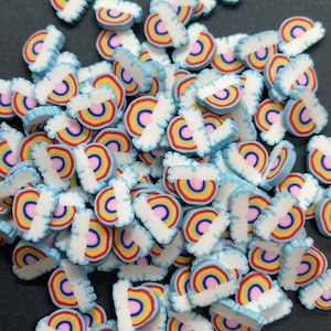 Chasing Rainbows - Polymer Clay Slices - Rainbow/Cloud Shaped Clay Slices, Polymer Clay Slices, Nail Art, Resin, Slime