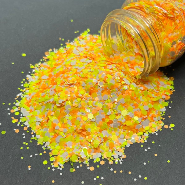 Candy Corn - Halloween Chunky Glitter Mix - Matte orange yellow white glitter mix for tumblers, resin, nail art, crafts and more