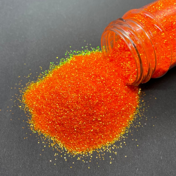Bahama Mama (Fine) - Fine Glitter Mix - Neon Iridescent orange glitter for tumblers, resin, nail art, crafts, and more - Orange Glitter