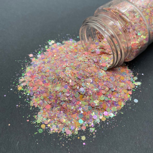 Piece of Cake - Chunky Glitter Mix - Pastel/Iridescent Glitter Mix - Tumblers, Resin, Nail Art, Crafts, Makeup - Pink Purple Green Orange