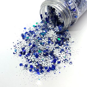 Let it Snow - Winter Chunky Glitter Mix - Metallic snowflake shaped glitter mix for tumblers, resin, nail art, crafts and more