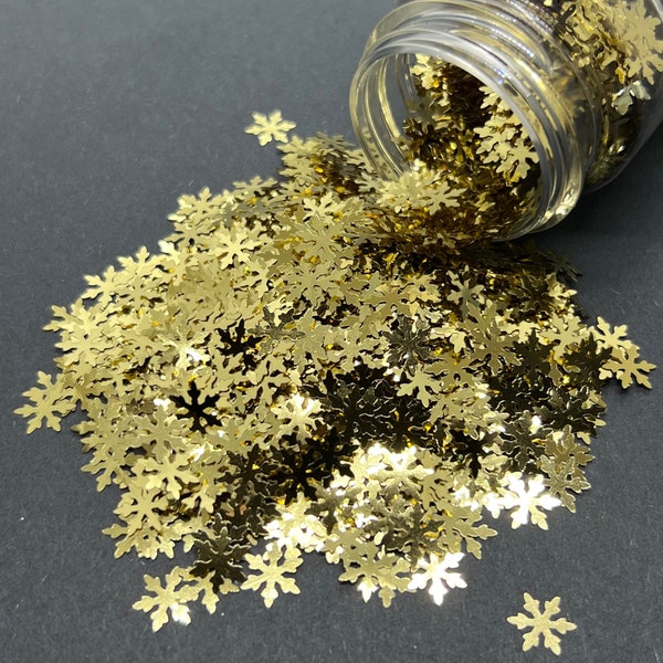 Gold Snowflake - Christmas/Holiday Glitter - Metallic gold snowflake shaped glitter for tumbler, resin, nail art, craft - Gold Glitter