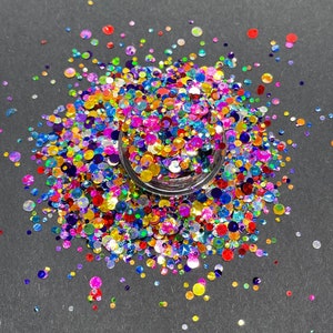 Call me Colorful - Dot Shaped Glitter Mix - Metallic multi-color dot shaped glitter mix - Polyester Glitter - Tumblers Resin Nail Art Crafts