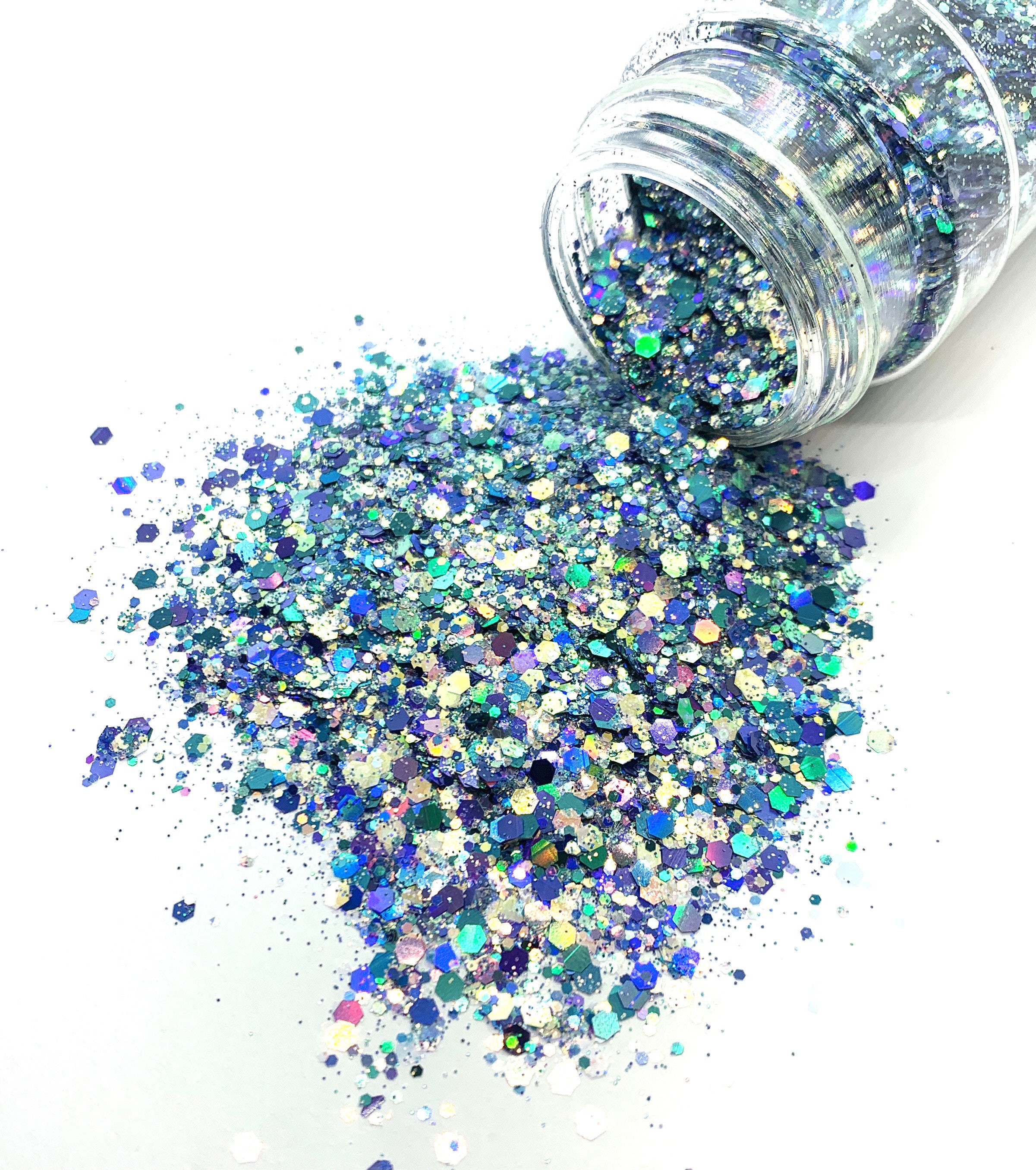 True Bliss - Chunky Glitter Mix - Holographic blue glitter mix for tumblers, resin, nail art, crafts and more