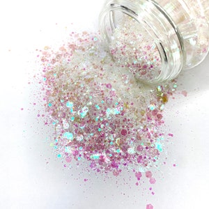 Cotton Candy Chunky Glitter Mix – Iridescent White & Pink, Resin Crafts