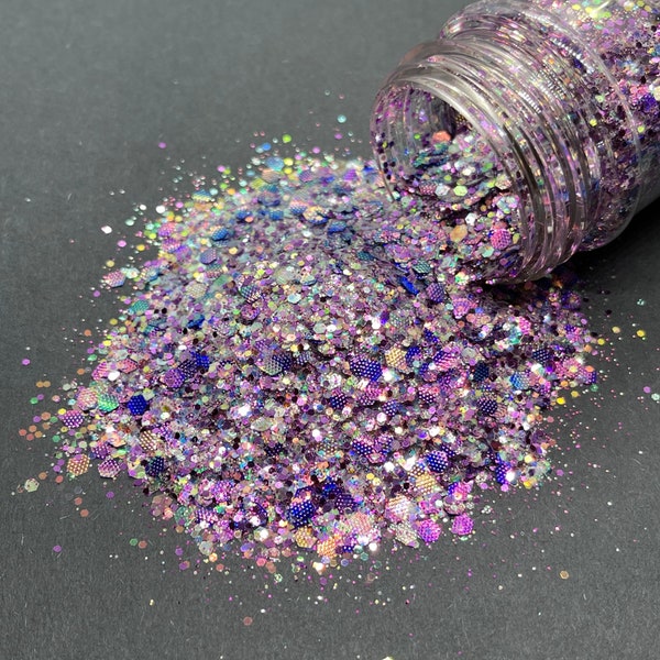 Hera - Chunky Glitter Mix - Color Shifting/Iridescent Purple Pink Glitter - Tumblers, Resin, Nail Art, Crafts, Cosmetics - Purple Pink