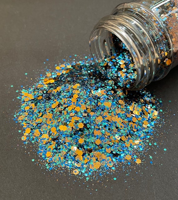 Blue Gold Mix Chunky glitter for Resin Epoxy crafts