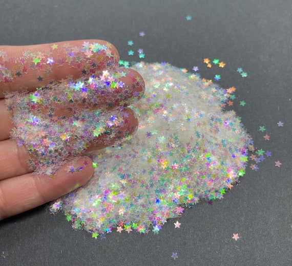 Iridescent Star Shaped Glitter, Solvent Resistant Tiny Star Glitter  Polyester Glitter Nail art glitter Tumbler glitter Body glitter