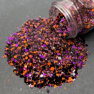 The Witching Hour - Halloween Chunky Glitter Mix - Metallic purple/orange/black glitter mix for tumblers, resin, nail art, crafts and more