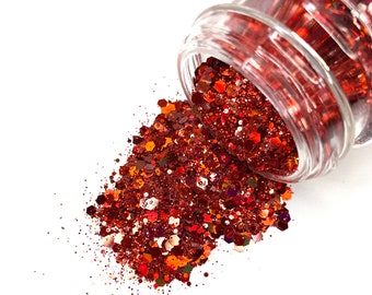 Chile Pepper - Chunky Glitter Mix - Holographic red glitter for tumblers, resin, nail art, crafts and more