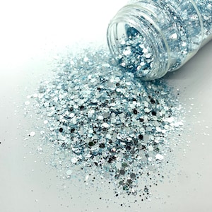 Glacier - Chunky Glitter Mix - Metallic blue glitter mix for tumblers, resin, nail art, crafts and more