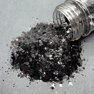 Midnight Chunky Glitter Mix Metallic black glitter mix for tumblers, resin, nail art, crafts and more Black Glitter image 1