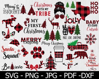 Paquete SVG de Navidad, Svg de Navidad, Svg de Invierno, Camión de Navidad, Buffalo Plaid de Navidad, Cricut de Navidad, Feliz Navidad svg, Silueta