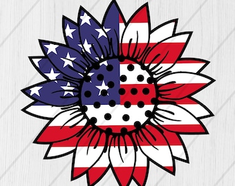 Sunflower American Flag SVG, Sunflower svg, 4th of July svg, Usa Sunflower SVG, American Flag SVG, Sunflower Clipart, Svg Files For Cricut