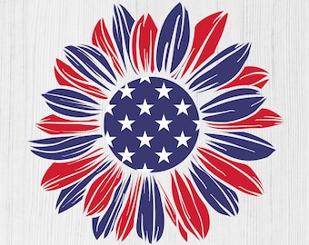 SonnenblumeN Svg USA, Sonnenblumen svg, 4th of Juli Svg, American Flag Svg, USA Svg, Amerika Svg, Memorial Day Cut File für Cricut