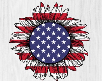 Sonnenblume USA Schneidedatei, Sonnenblume Schneidedatei, 4. Juli Schneidedatei, Amerikanische Flagge Schneidedatei, USA Schneidedatei, Amerika Schneidedatei für Cricut