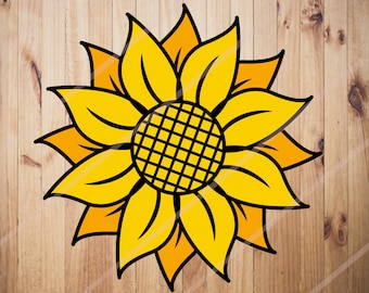 Girasol SVG, Floral SVG, Girasol Clipart, Flor SVG, Plantilla de girasol, Girasol afligido, Svg File Cricut, Png, Dxf
