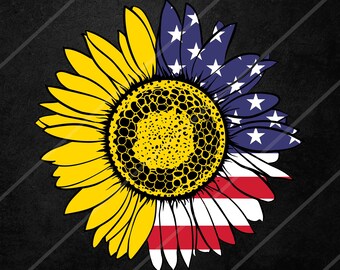 SonnenblumeN Svg USA, Sonnenblumen svg, 4th of Juli Svg, American Flag Svg, USA Svg, Amerika Svg, Memorial Day Cut File für Cricut