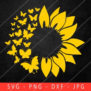 Sonnenblume Schmetterling SVG, Sonnenblume Svg, Schmetterling Svg, Sonnenblume mit Schmetterling Svg, Sonnenblume Schmetterling Svg Dateien für Cricut
