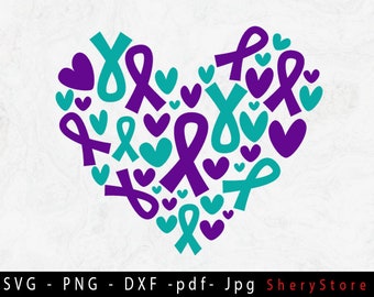 Heart Suicide Prevention Awareness SVG, Semicolon svg, Suicide Prevention  Ribbon svg, Mental Health Hope Ribbon, svg file to use for Cricut