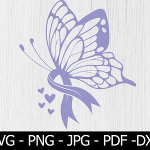 Schmetterling Magenkrebs SVG, Magenkrebs SVG, Magenkrebs Ribbon svg, Magenkrebs png, Awarenes Ribbon, svg-Datei zu verwenden für Cricut
