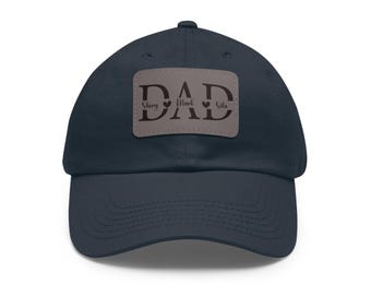 Custom Kids Name Dad Hat, Personalized Dad Gift, Leather Patch Hat, Dad and Kids Trucker Hat, Dad Hat, Fathers Day Hat, Grandpa Hat Gift
