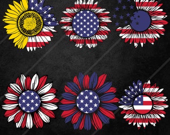 USA Sonnenblume Bundle SVG, Sonnenblume svg, 4. Juli svg, amerikanische Flagge svg, USA svg, Amerika svg, Gedenktag geschnitten Datei für Cricut