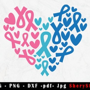 Heart Thyroid Cancer SVG, Thyroid Cancer SVG, Thyroid cancer Ribbon svg, Thyroid Cancer png, Awarenes Ribbon, svg file to use for Cricut