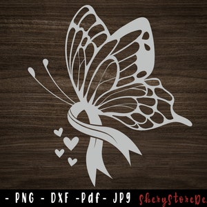 Schmetterling Hirntumor SVG, Hirntumor SVG, Hirntumor Band svg, Hirntumor png, Bewusstseinsband, svg-Datei zur Verwendung für Cricut