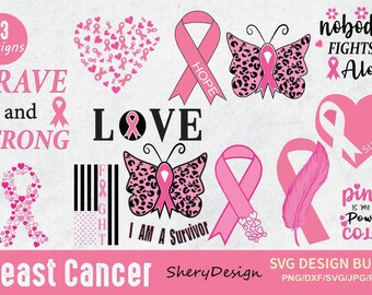 Breast Cancer SVG Bundle, Breast Cancer Svg, Cancer Awareness Svg, Cancer Survivor Svg, Breast Cancer png, Svg cut file to use for Cricut