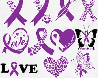 Paquete de concientización sobre la epilepsia Svg PNG, Cinta morada Svg, Guerrero de la epilepsia Svg, Espasmos infantiles Svg, Archivo de corte Cricut Sublimación