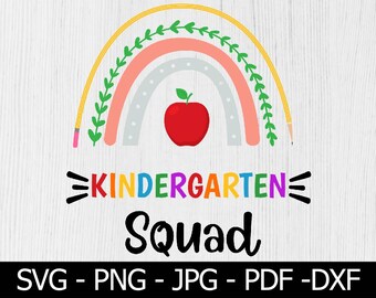 Kinder Squad Svg, Kindergarten Squad svg, Back to School svg, Team Kindergarten svg, Teacher svg, Cut File for Cricut