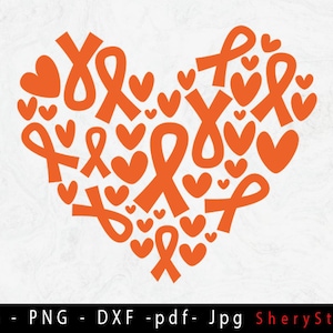 May include: Orange ribbon heart design with small hearts. This design is perfect for creating a variety of crafts, such as t-shirts, mugs, and signs.