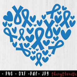 Heart Colon Cancer SVG, Colon Cancer SVG, Colon cancer Ribbon svg, Colon Cancer png, Awareness Ribbon, svg file to use for Cricut