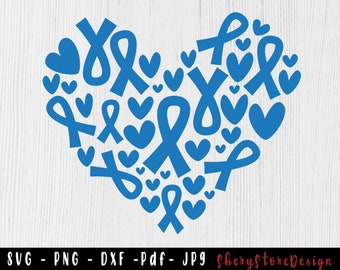 Heart Colon Cancer SVG, Colon Cancer SVG, Colon cancer Ribbon svg, Colon Cancer png, Awareness Ribbon, svg file to use for Cricut