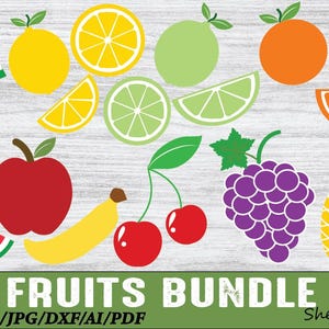 Tropische Früchte SVG Bundle Obst Silhouette Vektor Apfel Wassermelone Kirsche Banane Clipart geschnitten Obst-Schnittdateien für Cricut, Silhouette